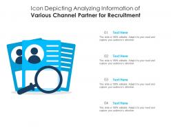 Icon depicting analyzing information of various channel partner for recruitment