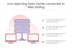 Icon depicting data centre connected to web hosting