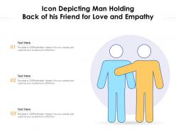Icon depicting man holding back of his friend for love and empathy