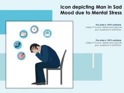 Icon depicting man in sad mood due to mental stress