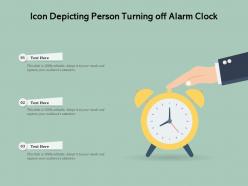 Icon depicting person turning off alarm clock
