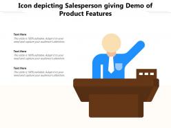 Icon depicting salesperson giving demo of product features