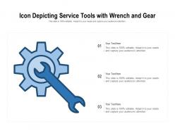 Icon depicting service tools with wrench and gear