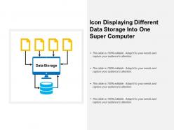 Icon displaying different data storage into one super computer