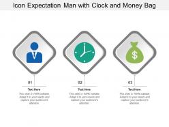 Icon expectation man with clock and money bag
