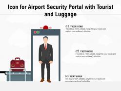 Icon for airport security portal with tourist and luggage