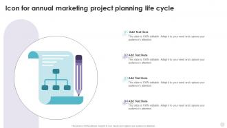 Icon For Annual Marketing Project Planning Life Cycle