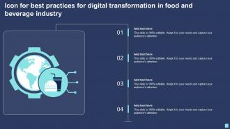 Icon For Best Practices For Digital Transformation In Food And Beverage Industry