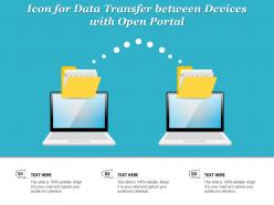 Icon for data transfer between devices with open portal