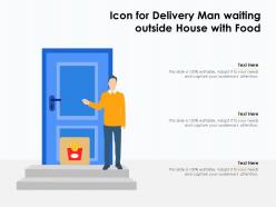 Icon for delivery man waiting outside house with food