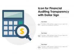 Icon for financial auditing transparency with dollar sign