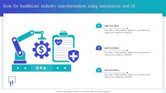 Icon For Healthcare Industry Transformation Using Automation And Ai
