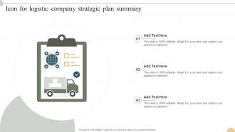 Icon For Logistic Company Strategic Plan Summary