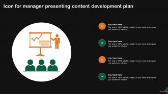 Icon For Manager Presenting Content Development Plan