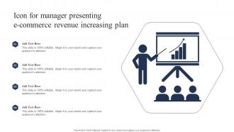 Icon For Manager Presenting E Commerce Revenue Increasing Plan