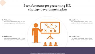 Icon For Manager Presenting HR Strategy Development Plan
