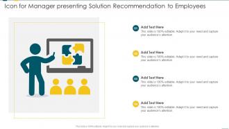 Icon For Manager Presenting Solution Recommendation To Employees