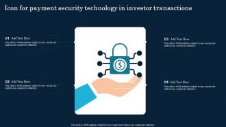 Icon For Payment Security Technology In Investor Transactions