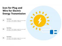 Icon for plug and wire for electric energy transmission