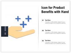 Icon for product benefits with hand