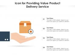 Icon for providing value product delivery service