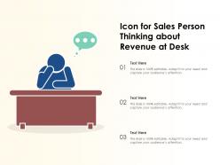 Icon for sales person thinking about revenue at desk