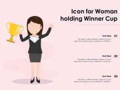 Icon For Woman Holding Winner Cup