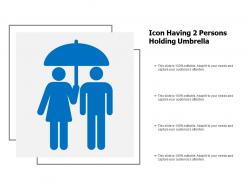 Icon having 2 persons holding umbrella