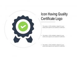 Icon having quality certificate logo