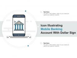 Icon illustrating mobile banking account with dollar sign