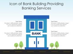 Icon of bank building providing banking services