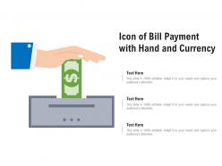 Icon of bill payment with hand and currency