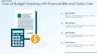 Icon Of Budget Tracking With Financial Bills And Dollar Coin