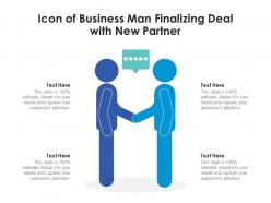 Icon of business man finalizing deal with new partner