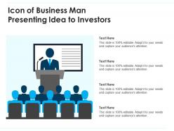 Icon of business man presenting idea to investors