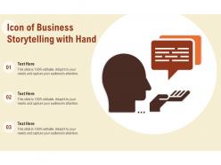 Icon of business storytelling with hand