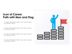 Icon Of Career Path With Man And Flag