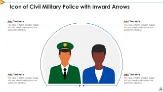 Icon of civil military police with inward arrows