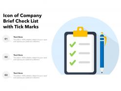 Icon of company brief check list with tick marks