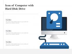 Icon of computer with hard disk drive