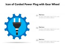 Icon of corded power plug with gear wheel