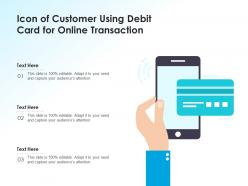 Icon of customer using debit card for online transaction