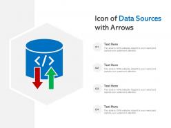 Icon of data sources with arrows