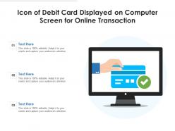 Icon of debit card displayed on computer screen for online transaction