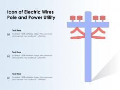 Icon of electric wires pole and power utility