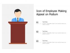 Icon of employee making appeal on podium