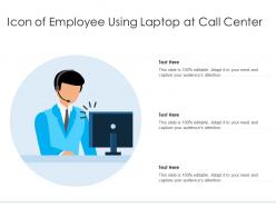 Icon of employee using laptop at call center