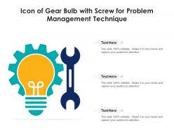 Icon of gear bulb with screw for problem management technique