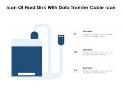 Icon of hard disk with data transfer cable icon