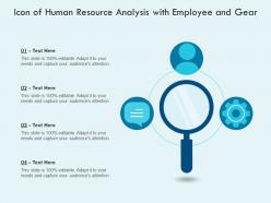 Icon of human resource analysis with employee and gear